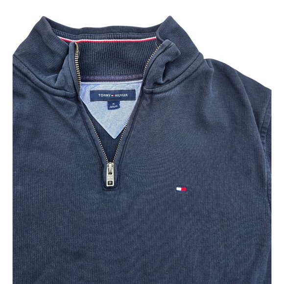 Tommy Hilfiger Mens Half-Zip Pullover Navy Blue Size M Cotton Casual Sweater - Picture 3 of 6